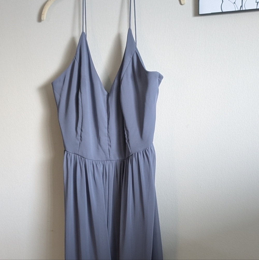 Dessy Collection Gray Sleeveless Wrap Dress